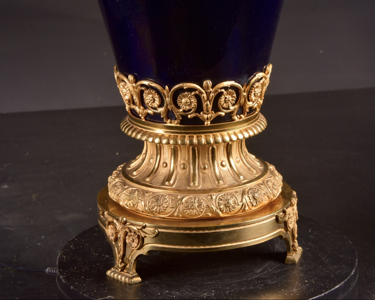 Neoclassical Cobalt Blue Porcelain Vase With Gilt Bronze Mounts, Circa 1880-photo-3