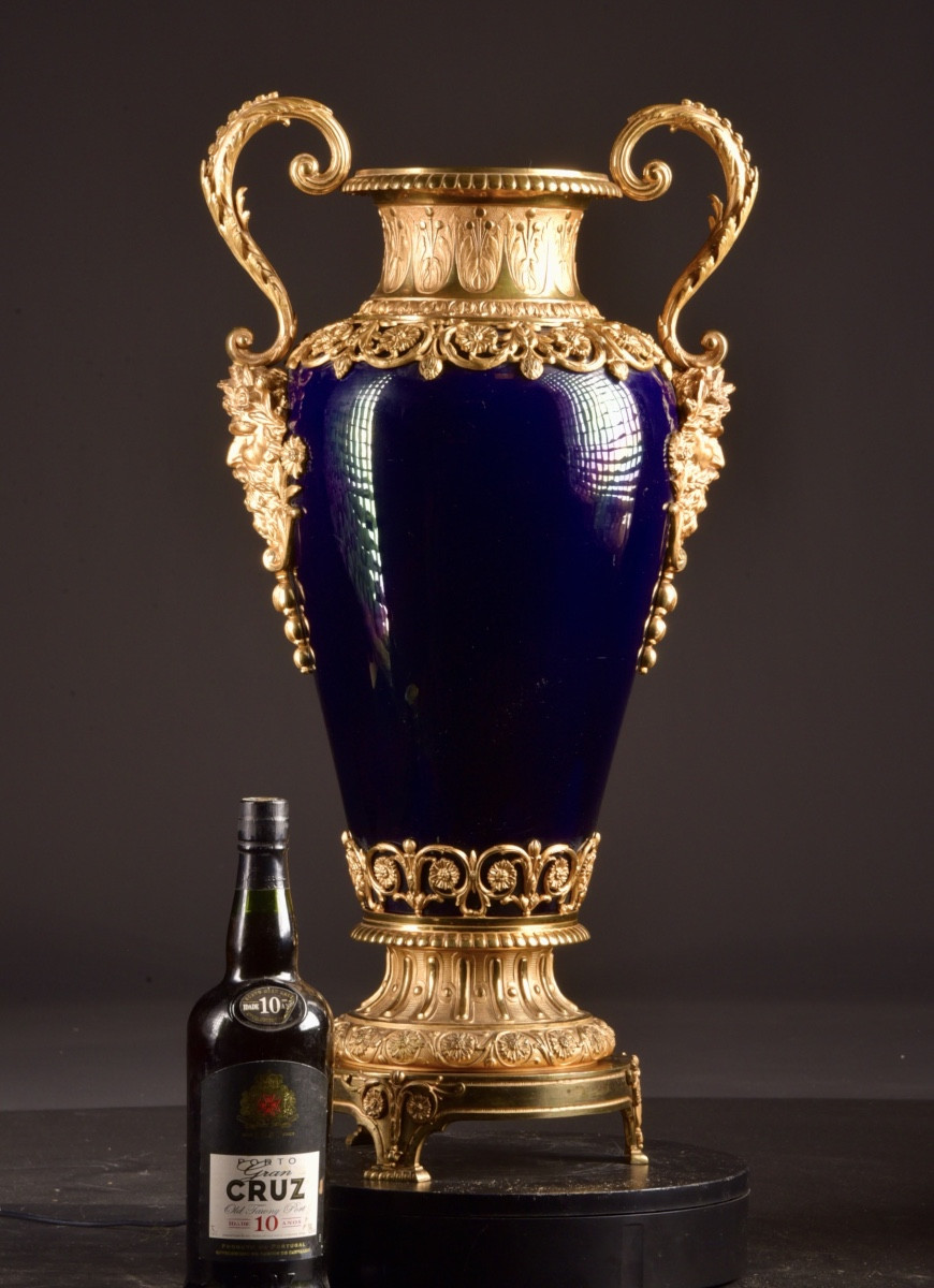 Neoclassical Cobalt Blue Porcelain Vase With Gilt Bronze Mounts, Circa 1880-photo-4
