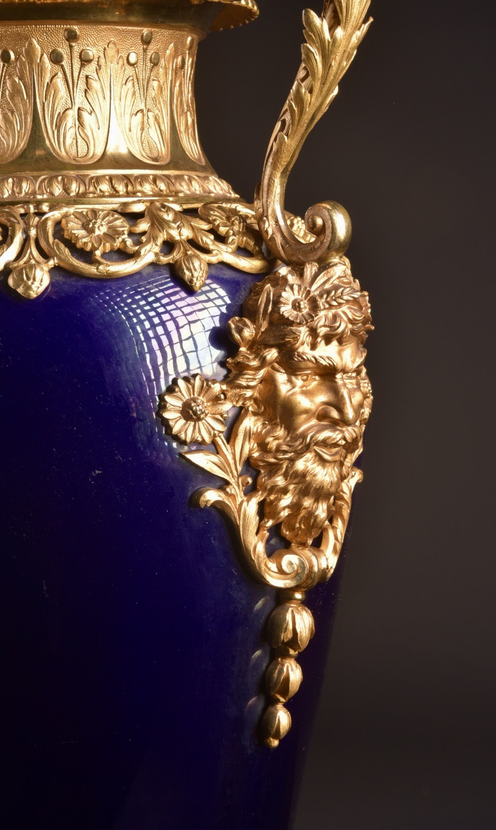 Neoclassical Cobalt Blue Porcelain Vase With Gilt Bronze Mounts, Circa 1880-photo-3