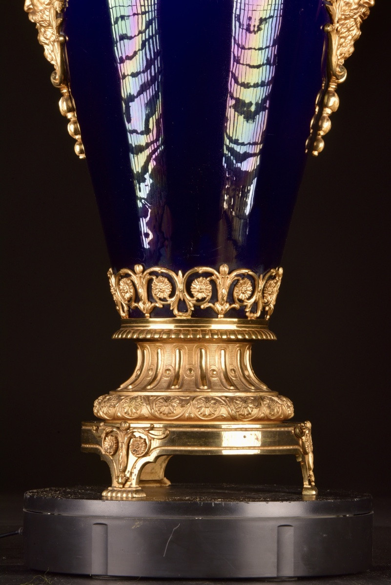 Neoclassical Cobalt Blue Porcelain Vase With Gilt Bronze Mounts, Circa 1880-photo-7