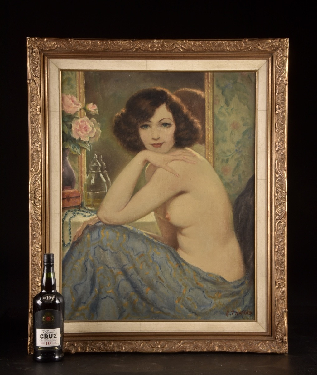 Henri Joseph Thomas (1878–1972)  Portrait de jeune femme au miroir-photo-6