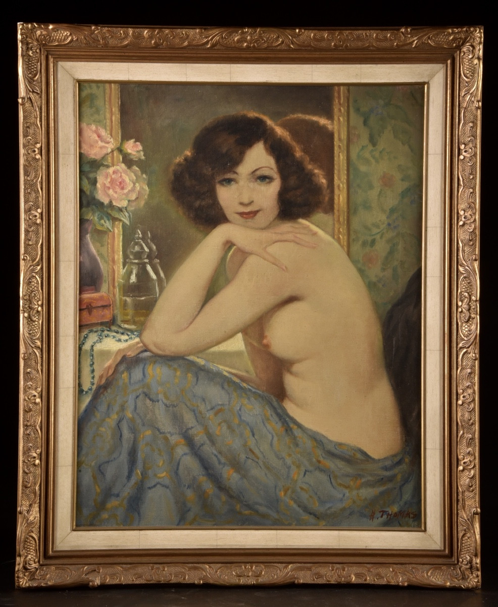 Henri Joseph Thomas (1878–1972)  Portrait de jeune femme au miroir