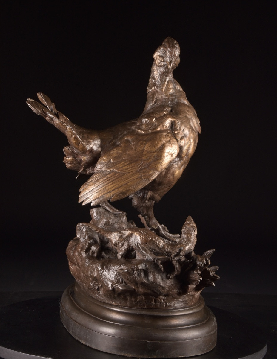 Paul Comolera (1818–1897) — “Gélinotte et belette”, fin du XIXe siècle-photo-2