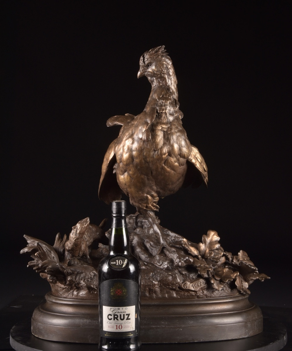 Paul Comolera (1818–1897) — “Gélinotte et belette”, fin du XIXe siècle-photo-3