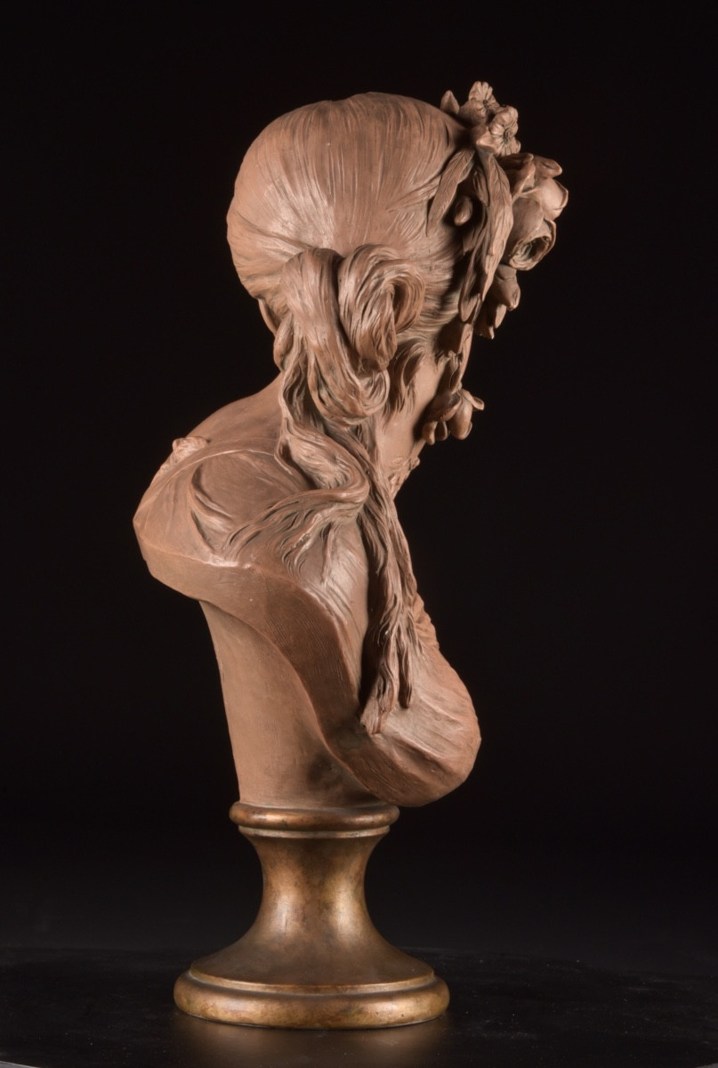 “La Rêverie” — Buste en terre cuite signé La Ruche-photo-3