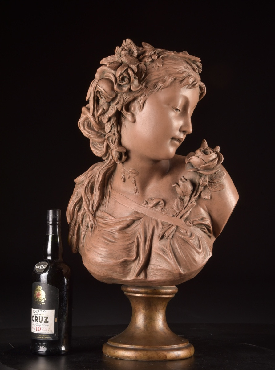 “La Rêverie” — Buste en terre cuite signé La Ruche-photo-4