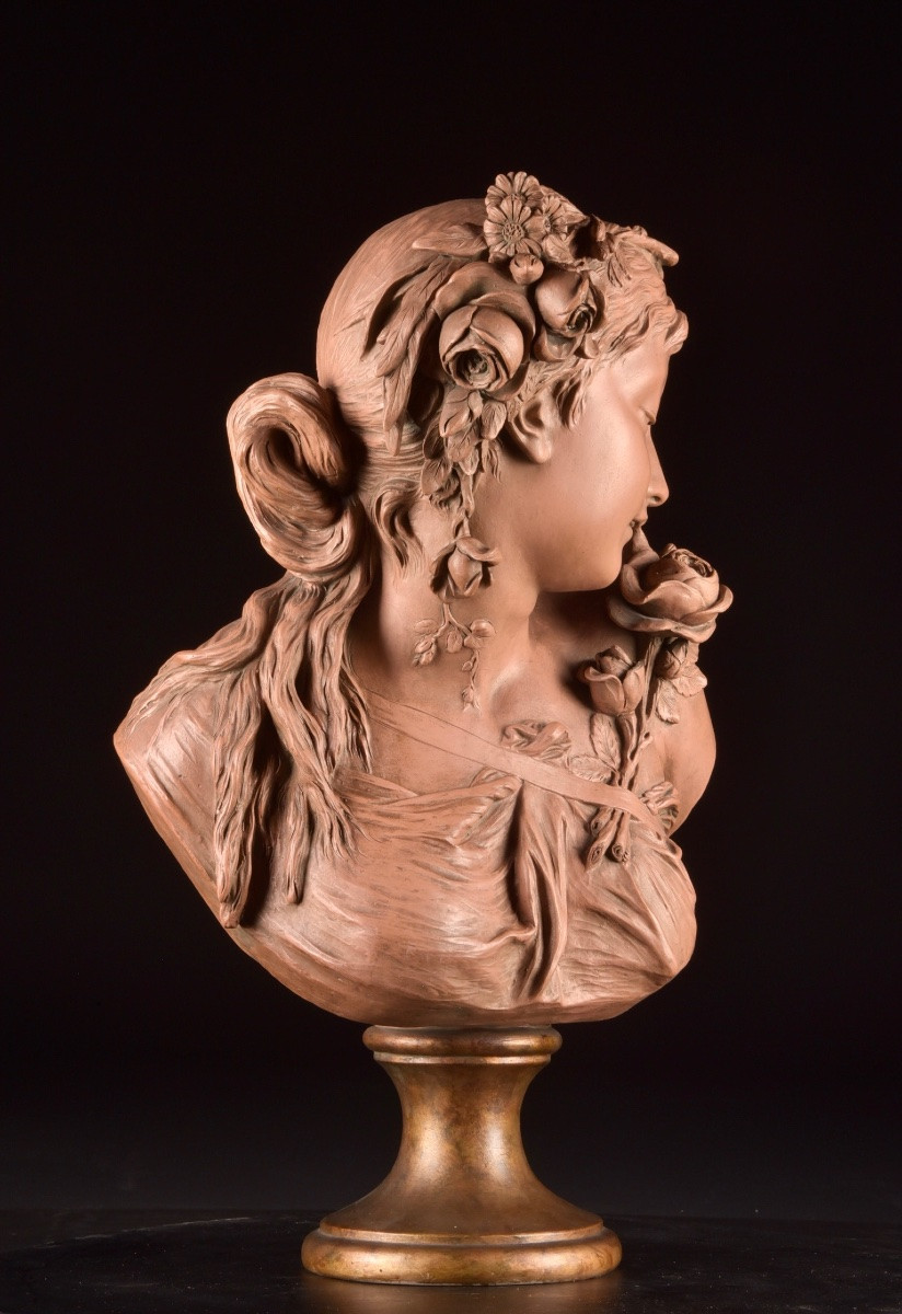 “La Rêverie” — Buste en terre cuite signé La Ruche-photo-1