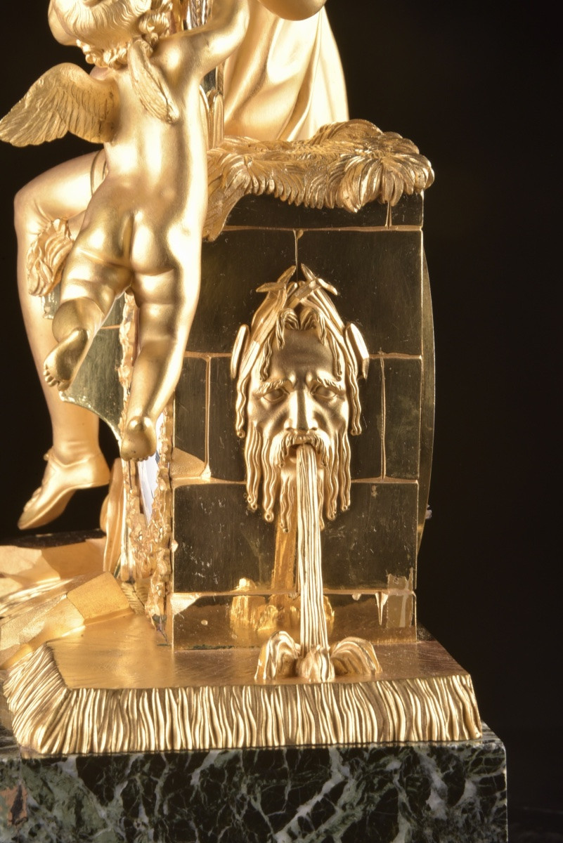 Empire Gilt Bronze Clock “troubadour And Love”, Chapuy, Early 19th Century-photo-8