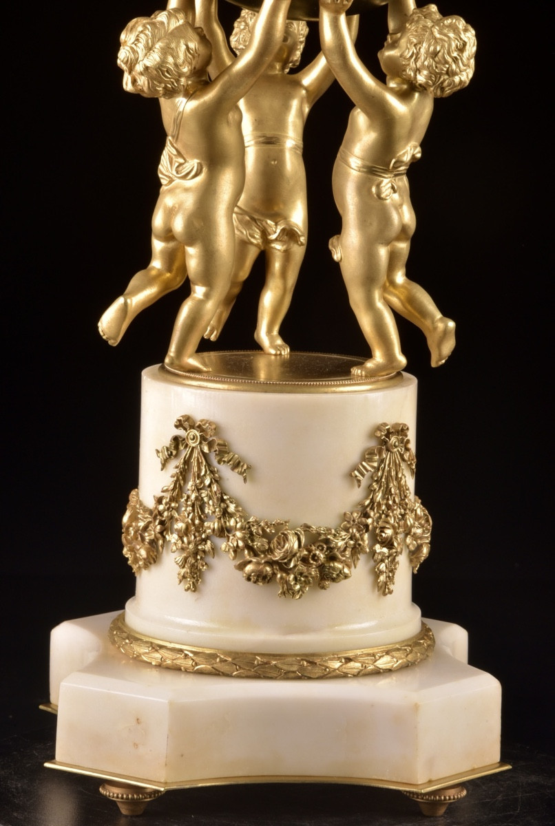 Gilt Bronze Mantel Clock With Putti Supporting A Celestial Sphere – Samuel Marti, Paris (c. 190-photo-3