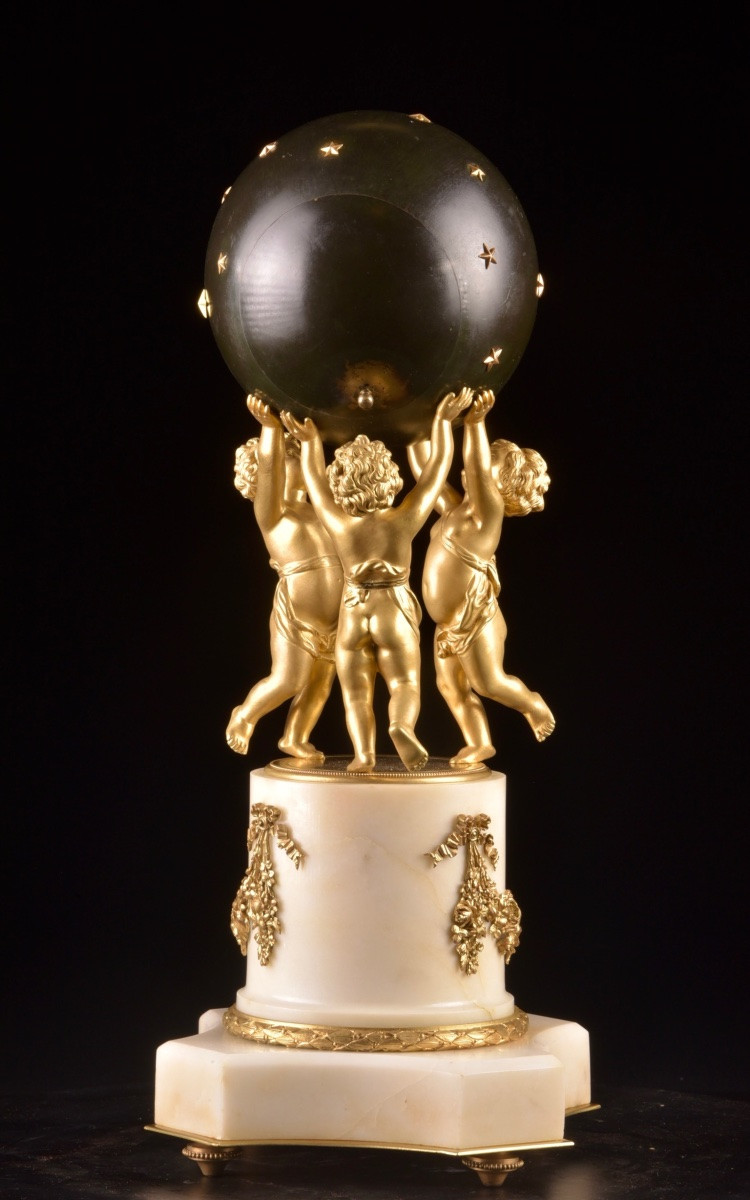 Gilt Bronze Mantel Clock With Putti Supporting A Celestial Sphere – Samuel Marti, Paris (c. 190-photo-7