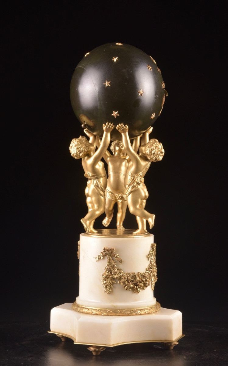 Gilt Bronze Mantel Clock With Putti Supporting A Celestial Sphere – Samuel Marti, Paris (c. 190-photo-8