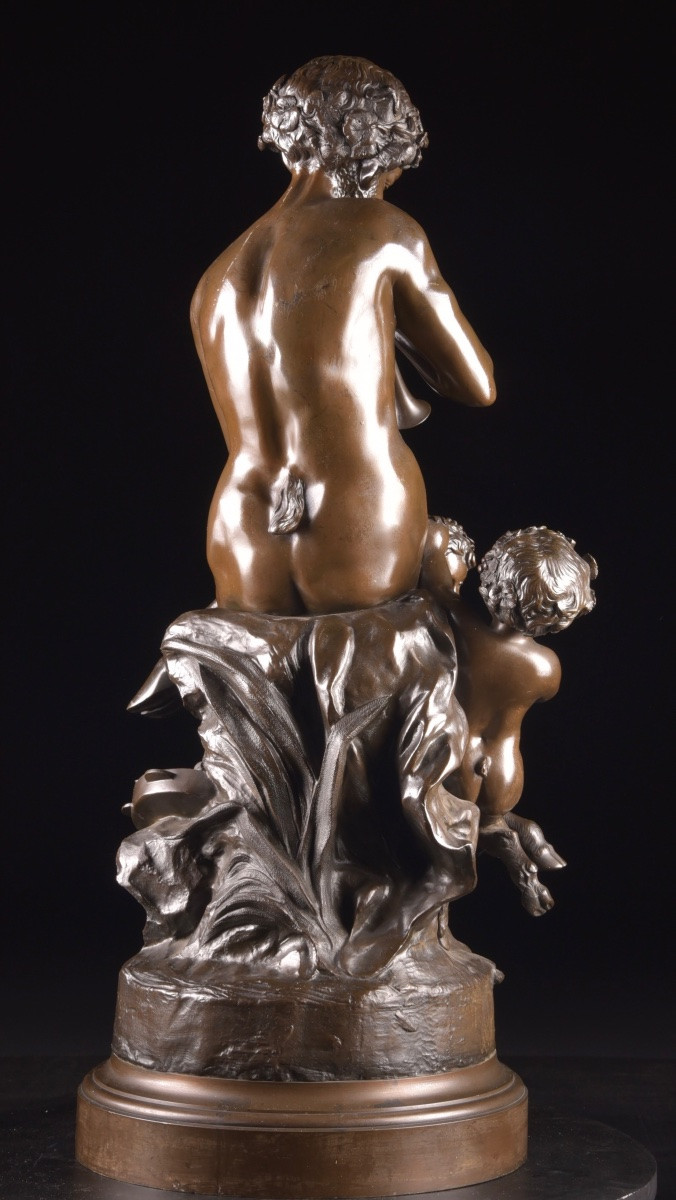 Claude Michel, dit Clodion (1738–1814) « Faunes » — Grande sculpture en bronze à patine brune-photo-4