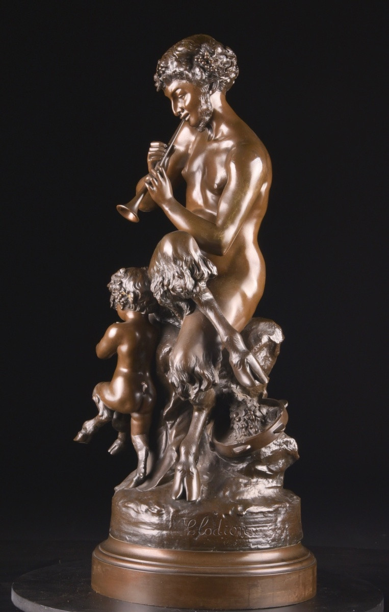 Claude Michel, dit Clodion (1738–1814) « Faunes » — Grande sculpture en bronze à patine brune-photo-6