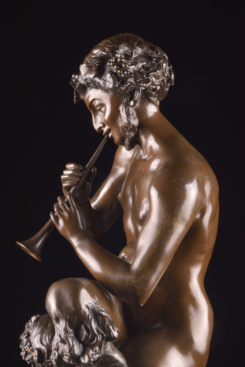 Claude Michel, dit Clodion (1738–1814) « Faunes » — Grande sculpture en bronze à patine brune-photo-8