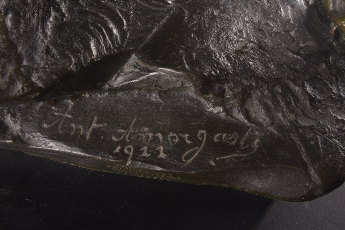 Antonio Amorgasti (1880–1952) Tiger Fighting With Snake, 1921-photo-3