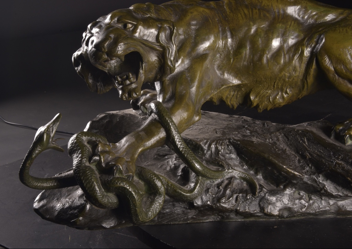 Antonio Amorgasti (1880–1952) Tiger Fighting With Snake, 1921-photo-4