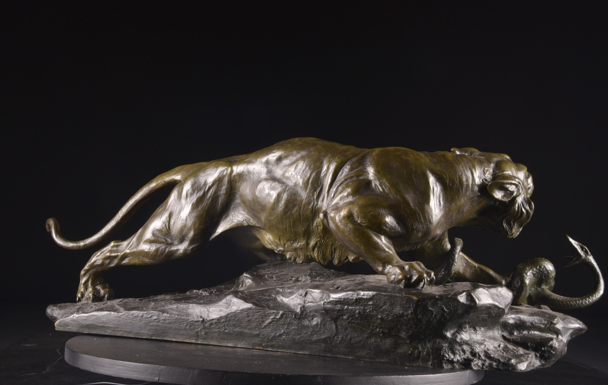 Antonio Amorgasti (1880–1952) Tiger Fighting With Snake, 1921-photo-1