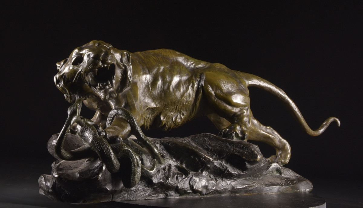 Antonio Amorgasti (1880–1952) Tiger Fighting With Snake, 1921