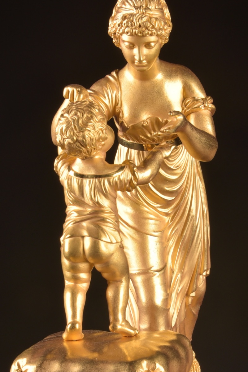 Empire Period Clock Decorated With Diana And Venus, Gilt Bronze And Marble, Attributed To Thomire, -photo-1