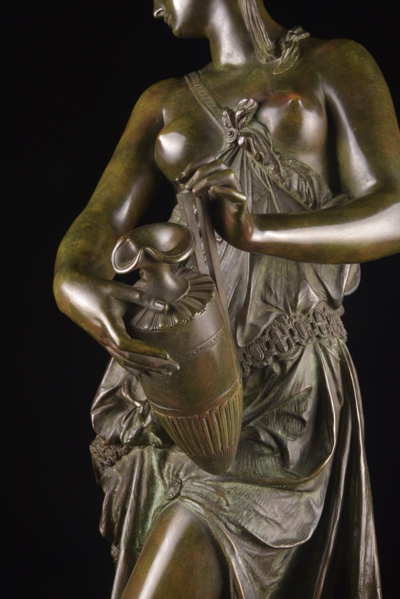 The Source, Bronze Sculpture With Brown Patina, Albert-ernest Carrier-belleuse (1824–1887), 19th Century-photo-2