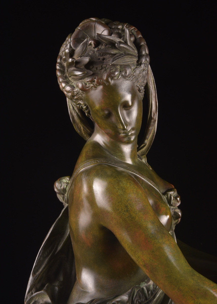 The Source, Bronze Sculpture With Brown Patina, Albert-ernest Carrier-belleuse (1824–1887), 19th Century-photo-3