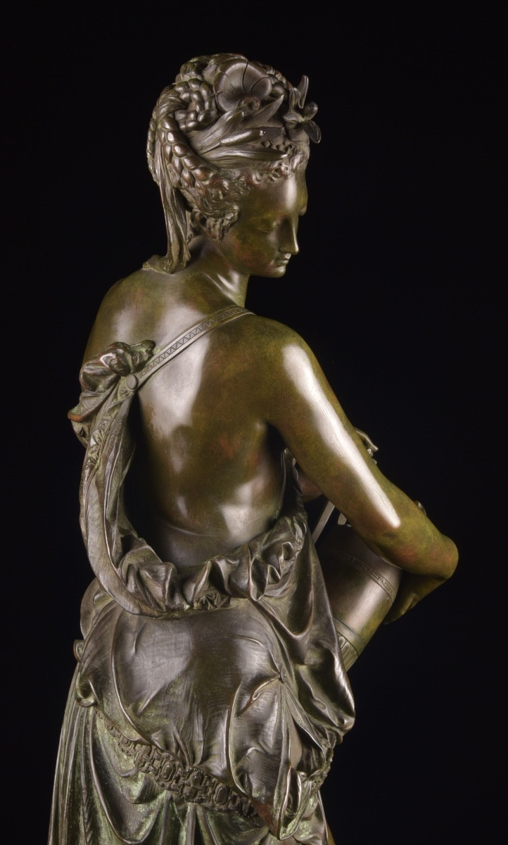 The Source, Bronze Sculpture With Brown Patina, Albert-ernest Carrier-belleuse (1824–1887), 19th Century-photo-4