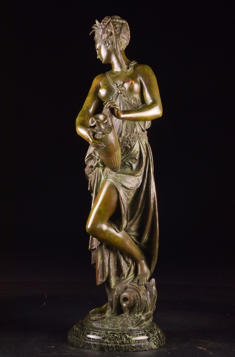 The Source, Bronze Sculpture With Brown Patina, Albert-ernest Carrier-belleuse (1824–1887), 19th Century-photo-4