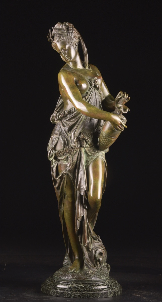 The Source, Bronze Sculpture With Brown Patina, Albert-ernest Carrier-belleuse (1824–1887), 19th Century