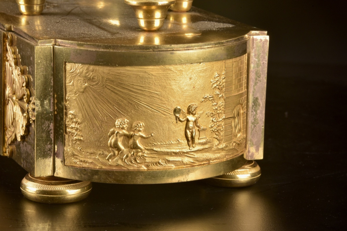 Pendule en bronze doré, Paris, période Empire, par Lepaute-photo-5