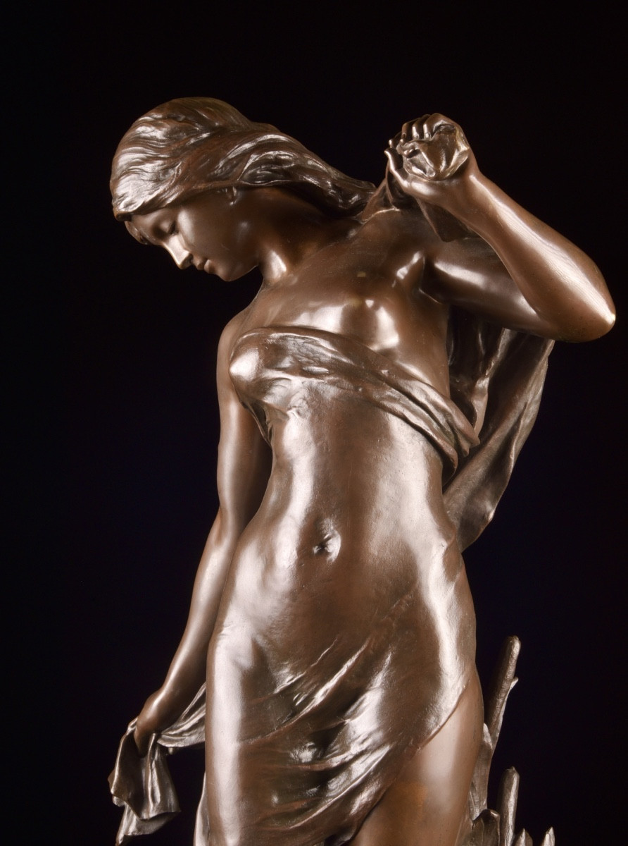 “diana At Her Bath” — Bronze Sculpture By Mathurin Moreau (1822–1912)-photo-3