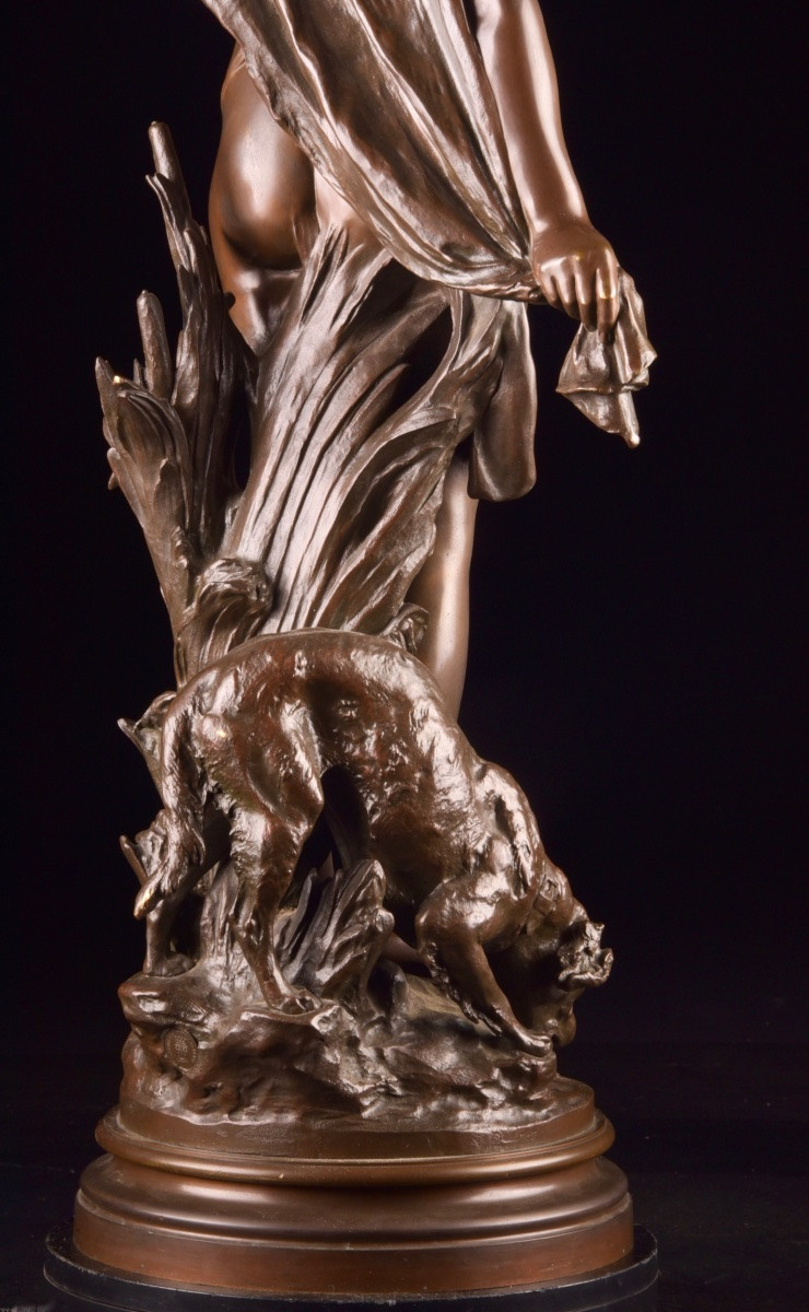 “diana At Her Bath” — Bronze Sculpture By Mathurin Moreau (1822–1912)-photo-2