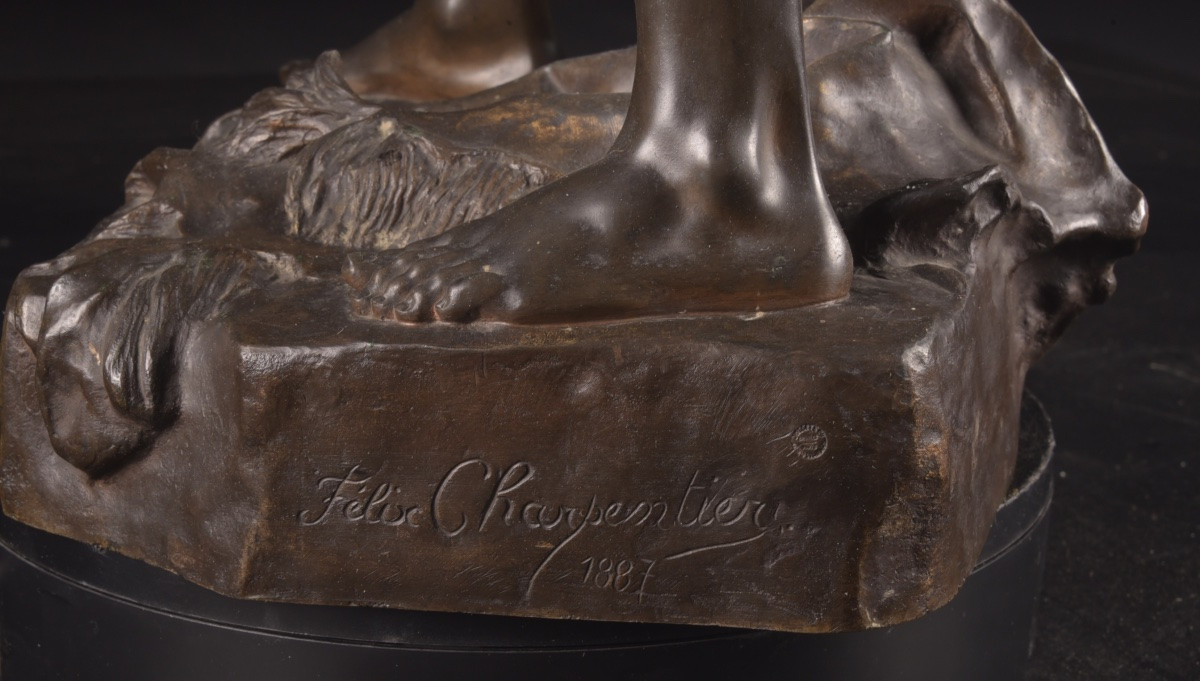 "the Improviser" — Bronze Sculpture By Félix Maurice Charpentier (1858–1924)-photo-7