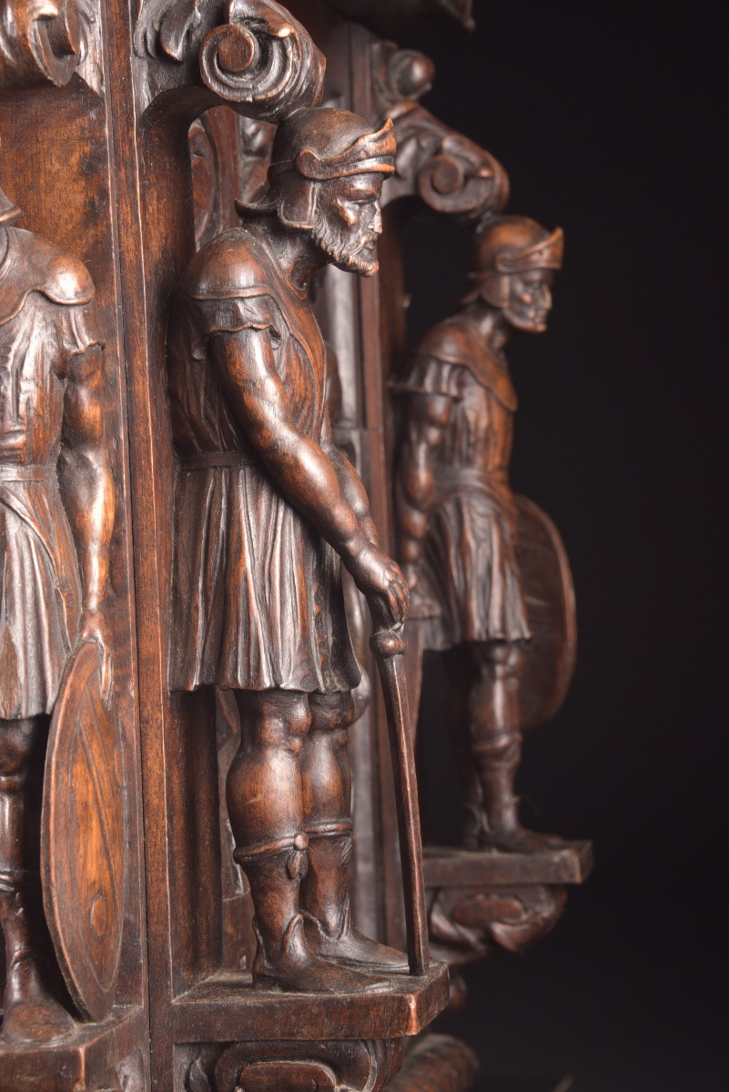 Coffre ancien en noyer sculpté, Italie, XIXe siècle, style néoclassique-photo-5