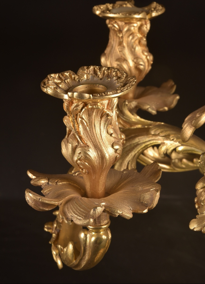 Paire de candélabres en bronze doré – attribués à Maison Miller – France, vers 1850-photo-2