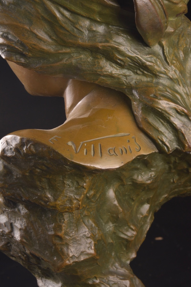 Emmanuel Villanis (1858–1914) – “mignon”, Bronze Bust With Brown Patina, Model From The Salon-photo-2