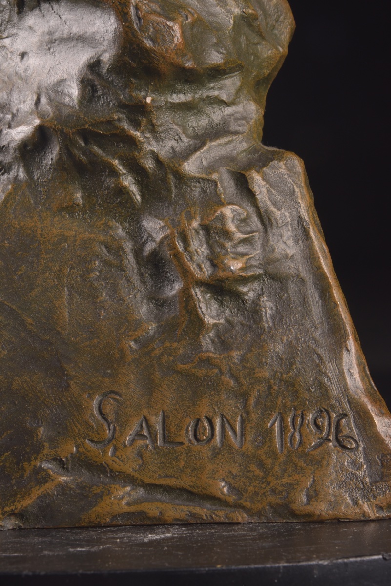 Emmanuel Villanis (1858–1914) – “mignon”, Bronze Bust With Brown Patina, Model From The Salon-photo-4