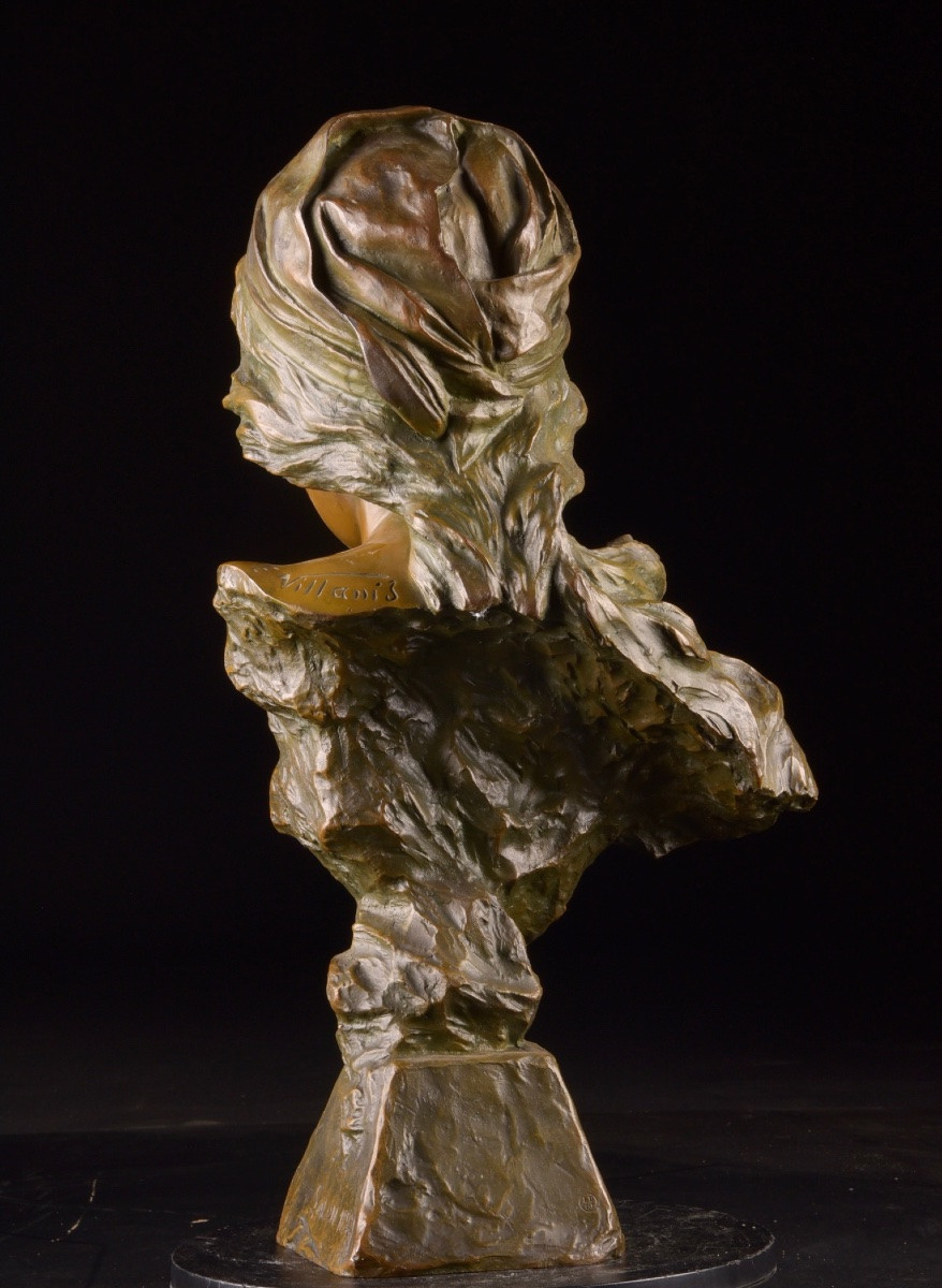 Emmanuel Villanis (1858–1914) – “mignon”, Bronze Bust With Brown Patina, Model From The Salon-photo-6