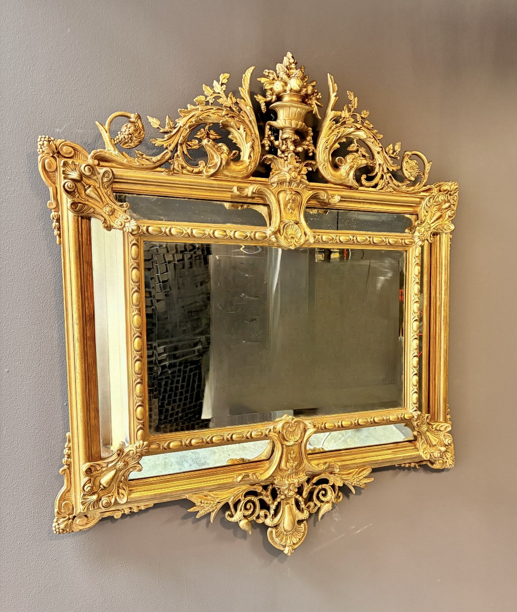 French Mirror In Carved And Gilded Wood, Louis XV Style, Napoleon III Period-photo-4