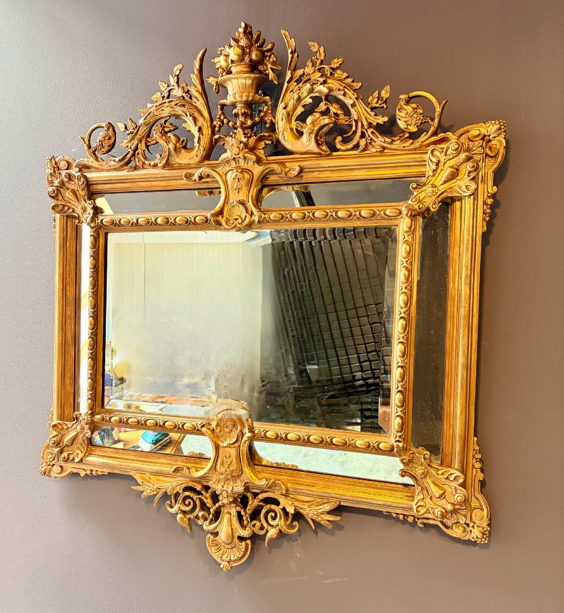 French Mirror In Carved And Gilded Wood, Louis XV Style, Napoleon III Period-photo-4