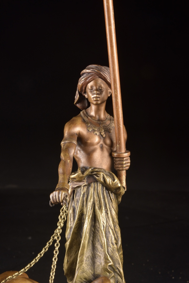 Orientalist Bronze Figure From Vienna With Panthers – Bergman Workshop, Vienna, Circa 1900 -photo-2