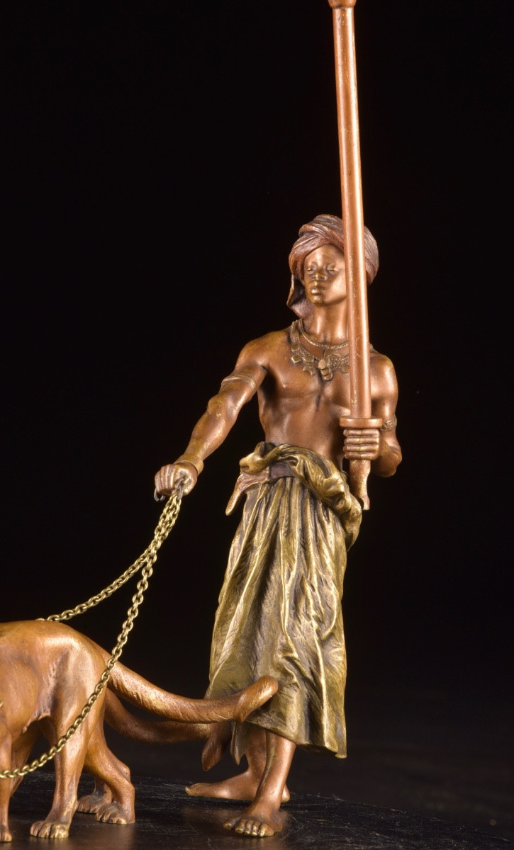 Orientalist Bronze Figure From Vienna With Panthers – Bergman Workshop, Vienna, Circa 1900 -photo-4