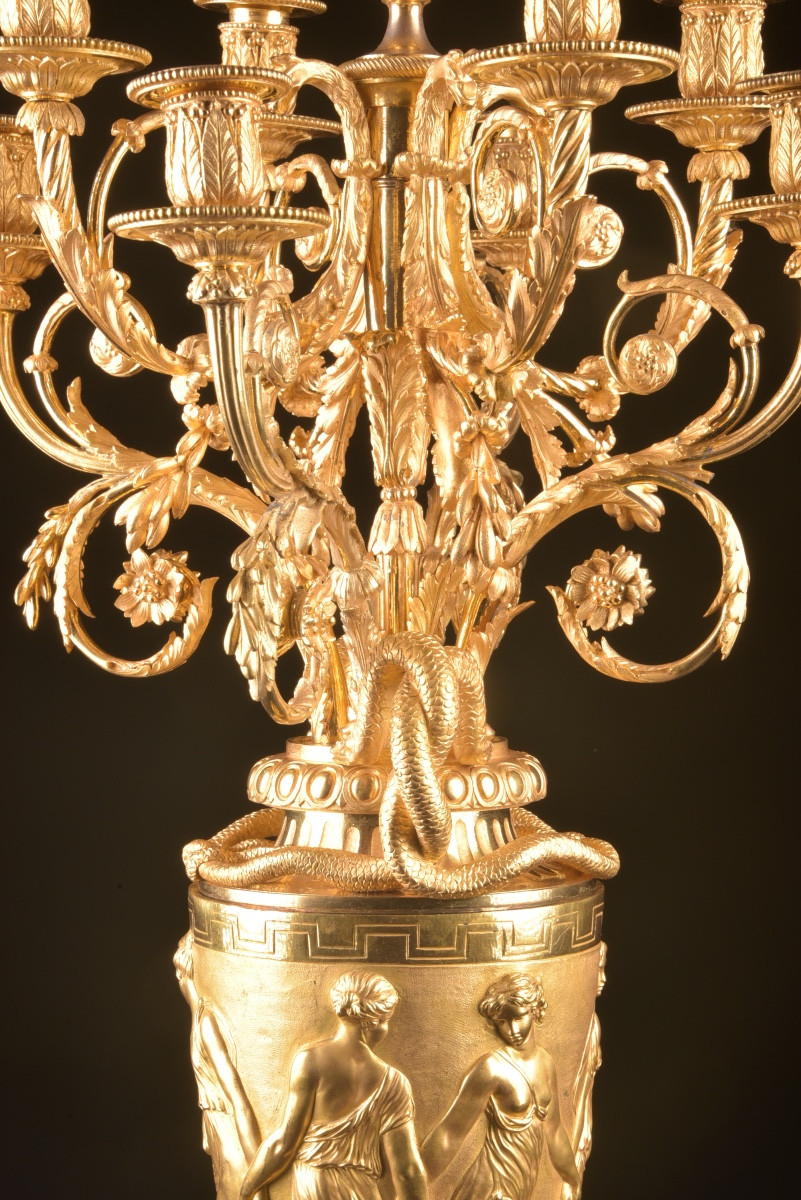 Monumental Eight-light Candelabra, Empire Style-photo-4