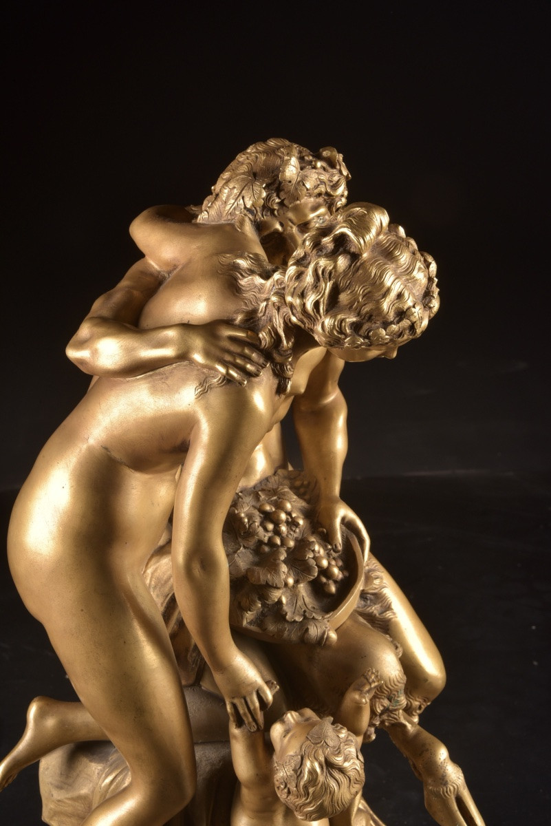 Claude Michel, Known As Clodion (1738–1814) Bacchanalian Group With Satyr, Nymph And Putto-photo-2