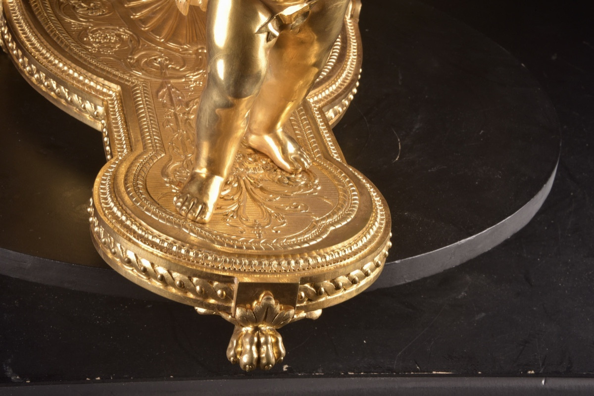 Monumental Gilt Bronze Centerpiece With Putti. Attributed To Christofle & Cie, Paris, France.-photo-4