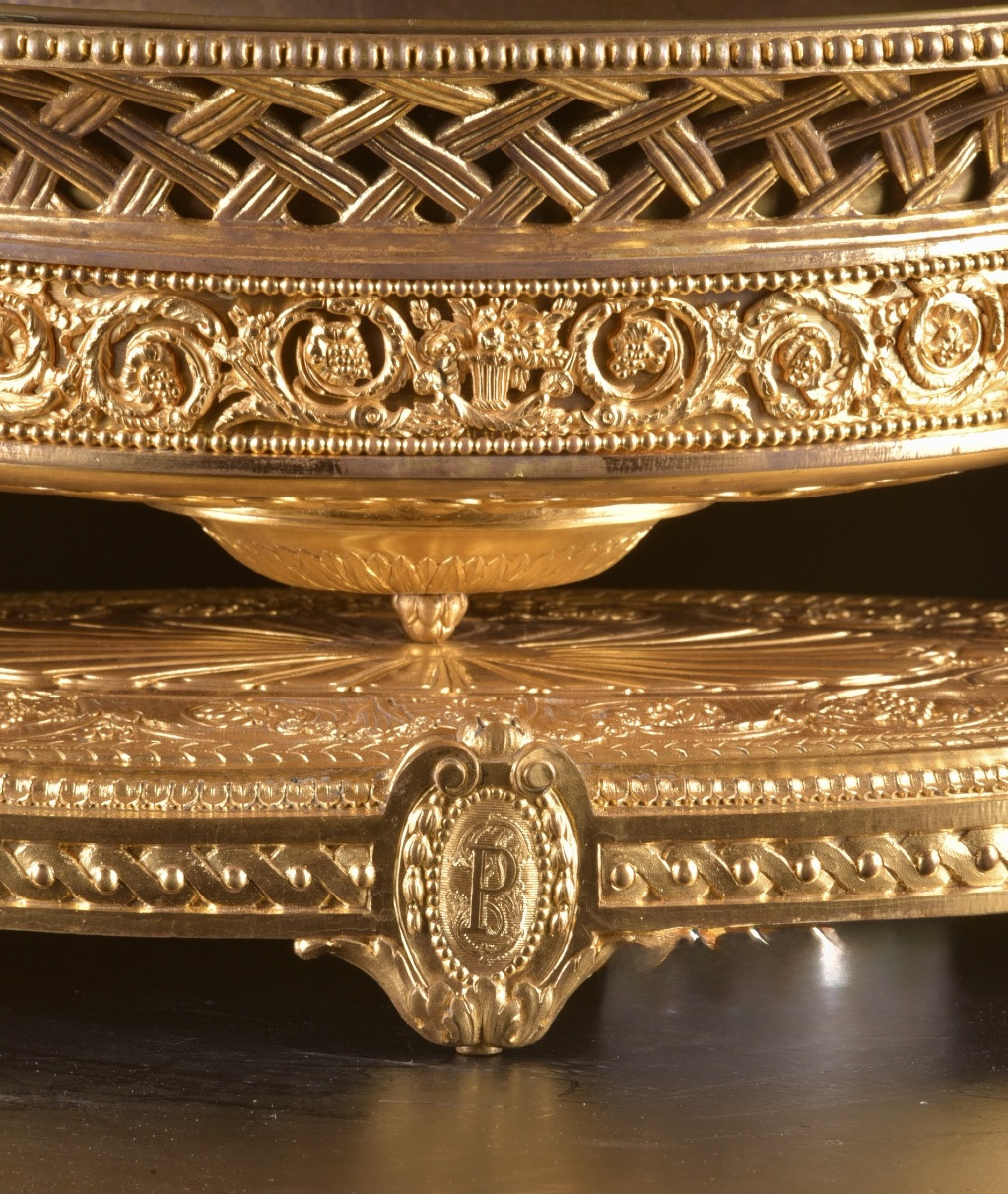 Monumental Gilt Bronze Centerpiece With Putti. Attributed To Christofle & Cie, Paris, France.-photo-1