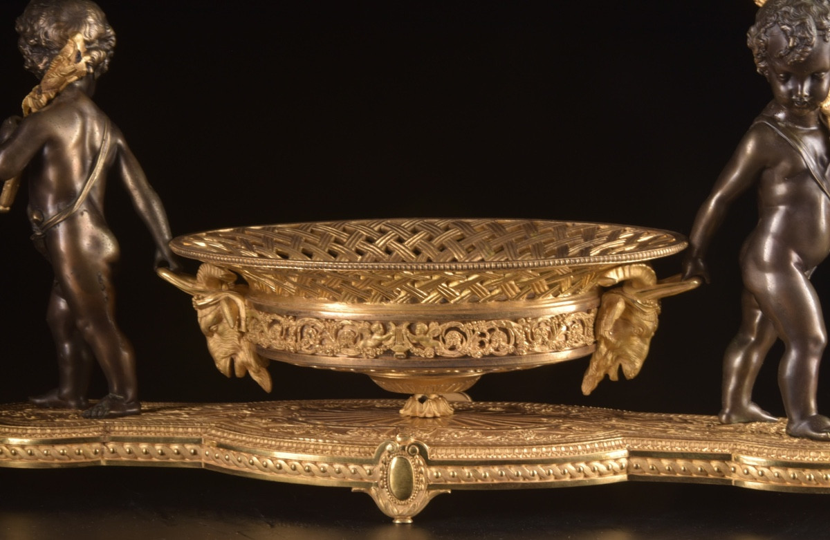Charles X Centerpiece In Gilt Bronze And Patinated Bronze-photo-2