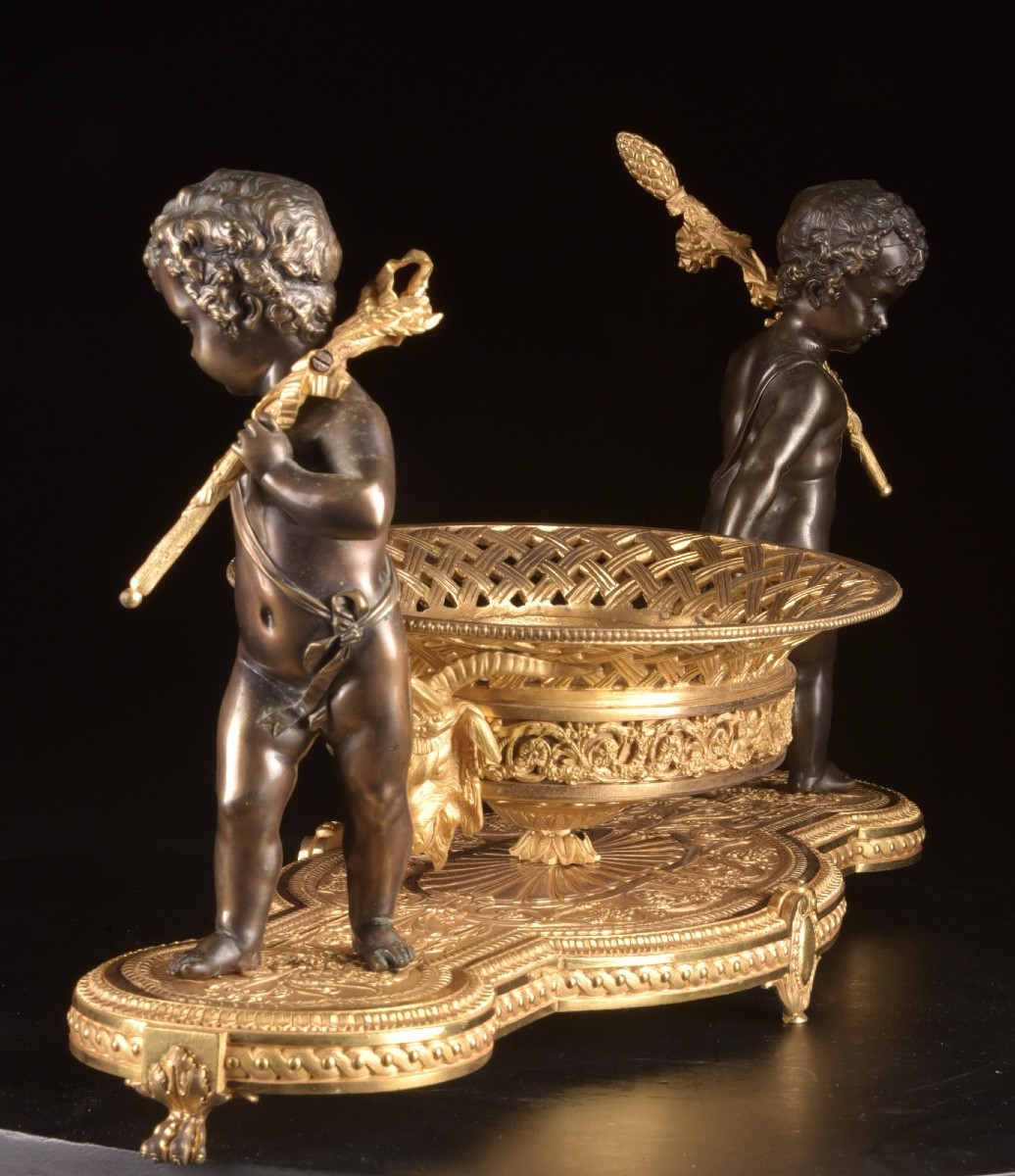Charles X Centerpiece In Gilt Bronze And Patinated Bronze-photo-3