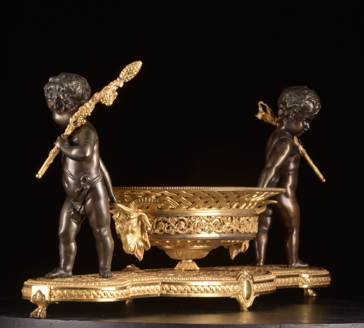 Charles X Centerpiece In Gilt Bronze And Patinated Bronze