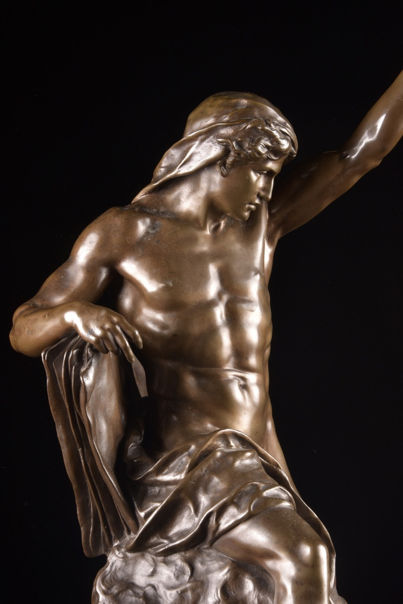 Bronze Sculpture, Ad Lumen, émile-louis Picault (1833-1915), Late 19th Century, Colin Cast Iron-photo-4