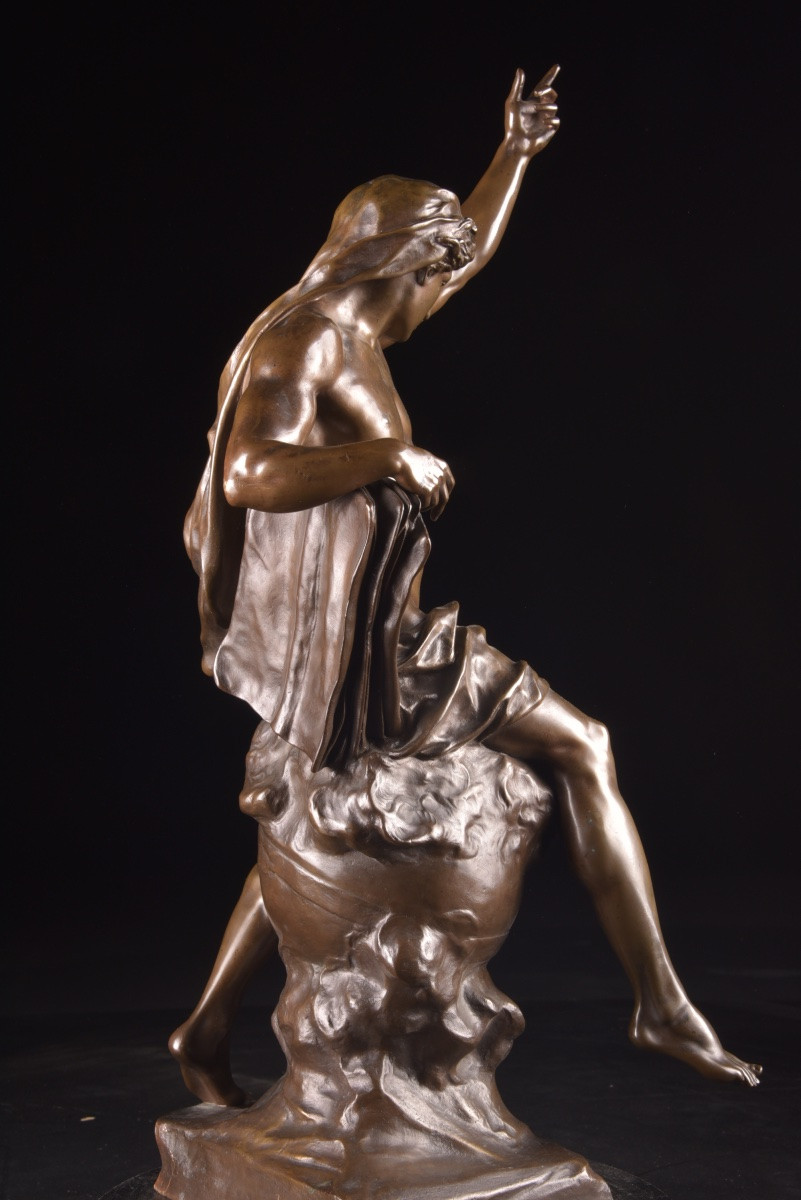Bronze Sculpture, Ad Lumen, émile-louis Picault (1833-1915), Late 19th Century, Colin Cast Iron-photo-3